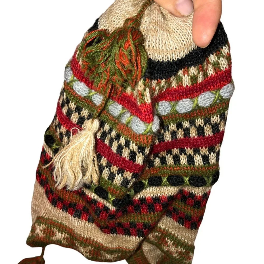 wonderful earthy colors woven knit tassels knit hat FALL 2022